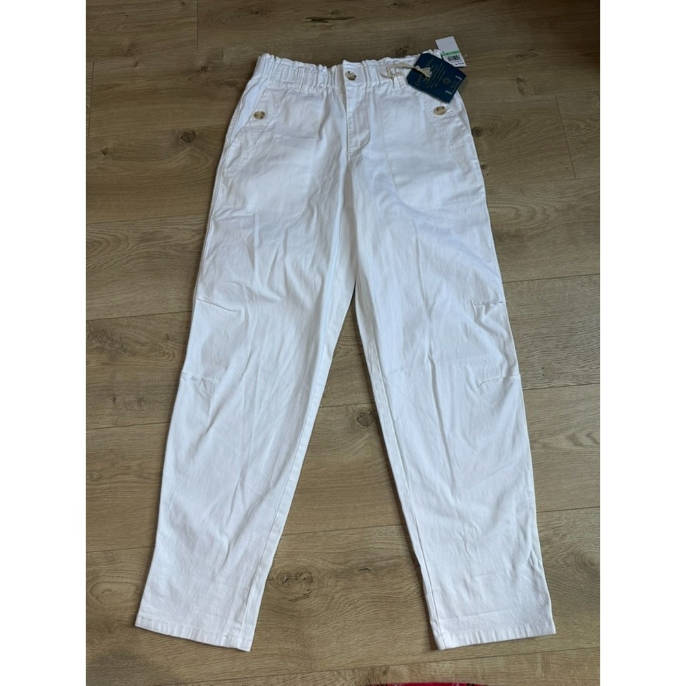 -NWT Democracy Curve Equality Skyrise Barrel Leg Women's Pants White Sz 8